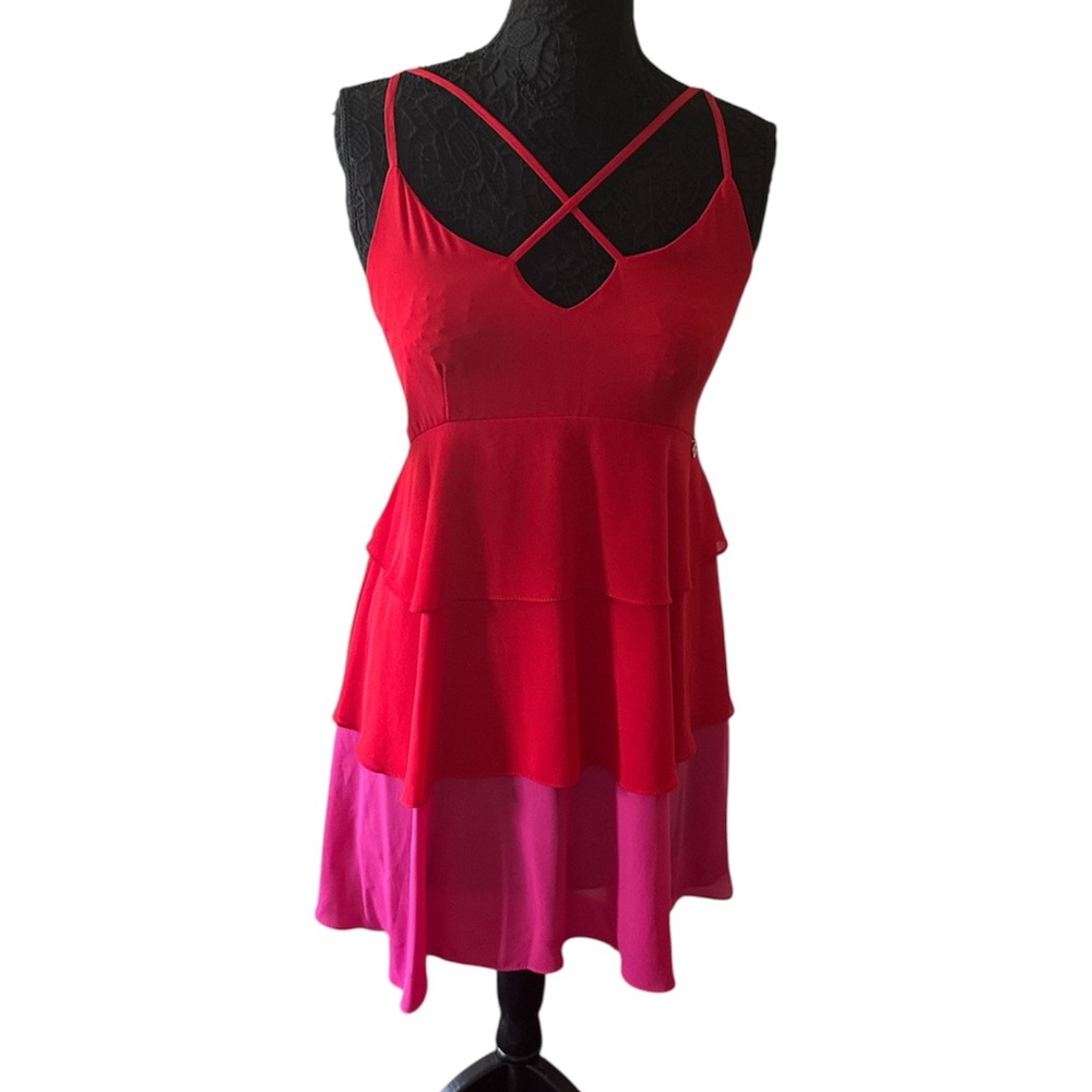 Relish Red and Pink Layered Dress size m